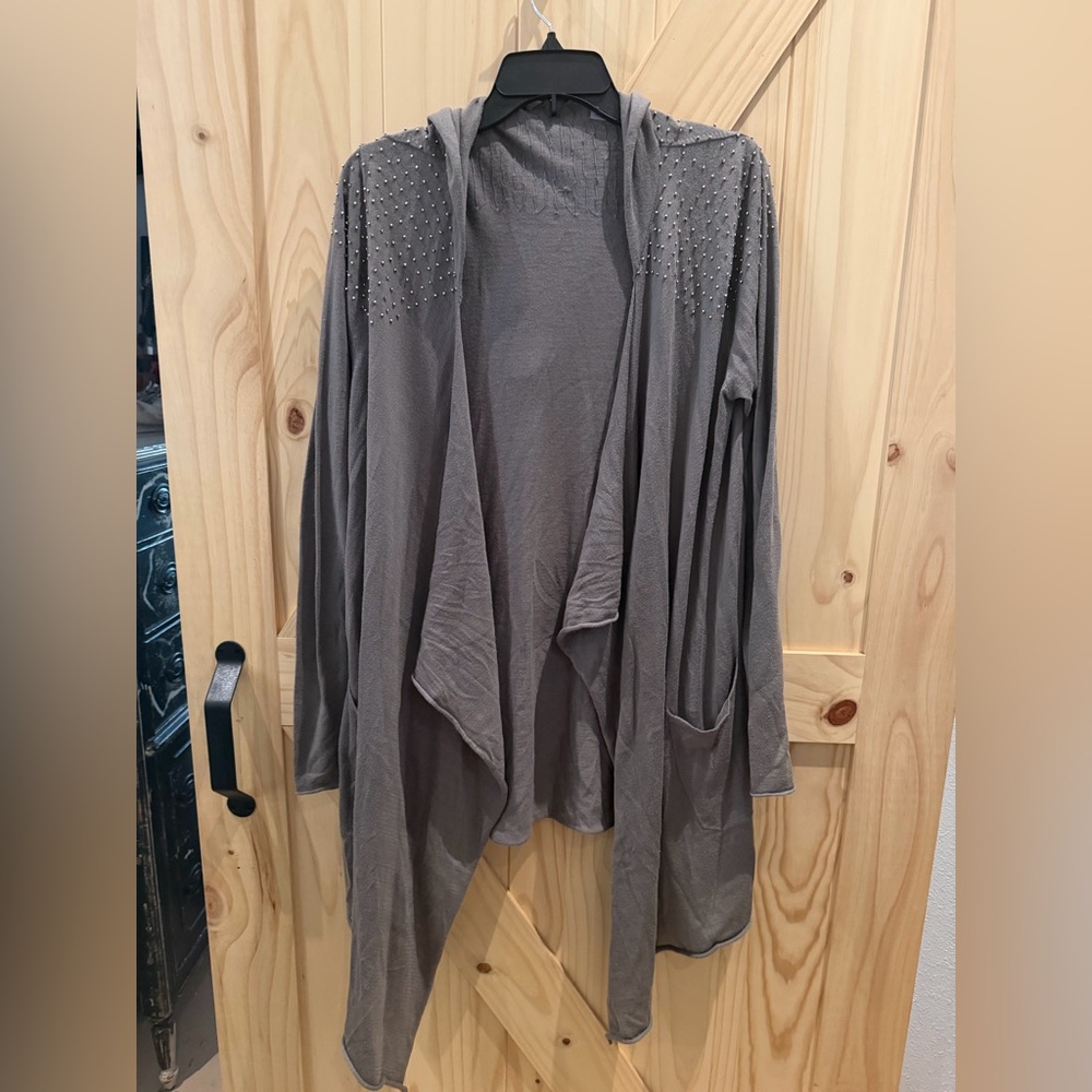 Studded lightweight long sleeve wrap style jacket